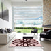 Square Patterned Deep Rose Pink Rug in a Living Room, pat2661rd