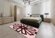 Patterned Deep Rose Pink Rug in a Bedroom, pat2661rd