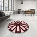 Round Patterned Deep Rose Pink Rug in a Office, pat2661rd