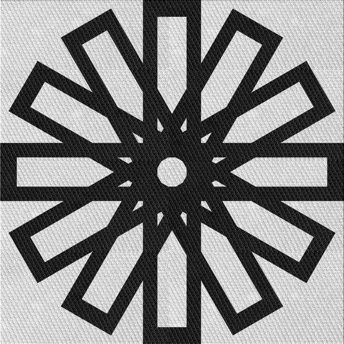 Square Patterned Charcoal Black Novelty Rug, pat2661