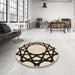 Round Patterned Vanilla Gold Rug in a Office, pat2662brn