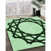 Machine Washable Transitional Medium Forest Green Rug in a Family Room, wshpat2662grn