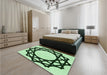 Patterned Medium Forest Green Rug in a Bedroom, pat2662grn