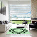 Machine Washable Transitional Medium Forest Green Rug in a Kitchen, wshpat2662grn