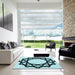 Square Patterned Blue Rug in a Living Room, pat2662lblu