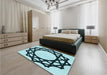 Patterned Blue Rug in a Bedroom, pat2662lblu