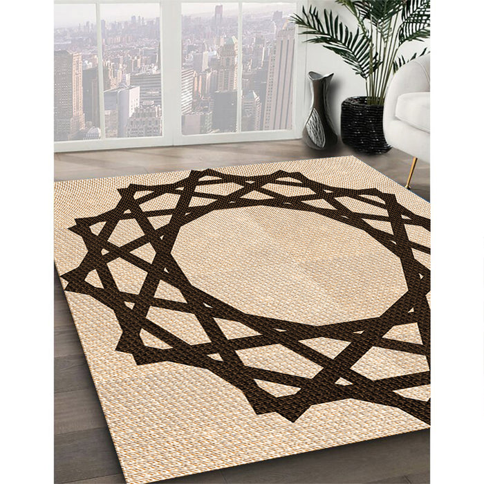 Machine Washable Transitional Deep Peach Orange Rug in a Family Room, wshpat2662org