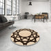 Round Patterned Deep Peach Orange Rug in a Office, pat2662org