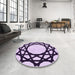 Round Patterned Purple Rug in a Office, pat2662pur