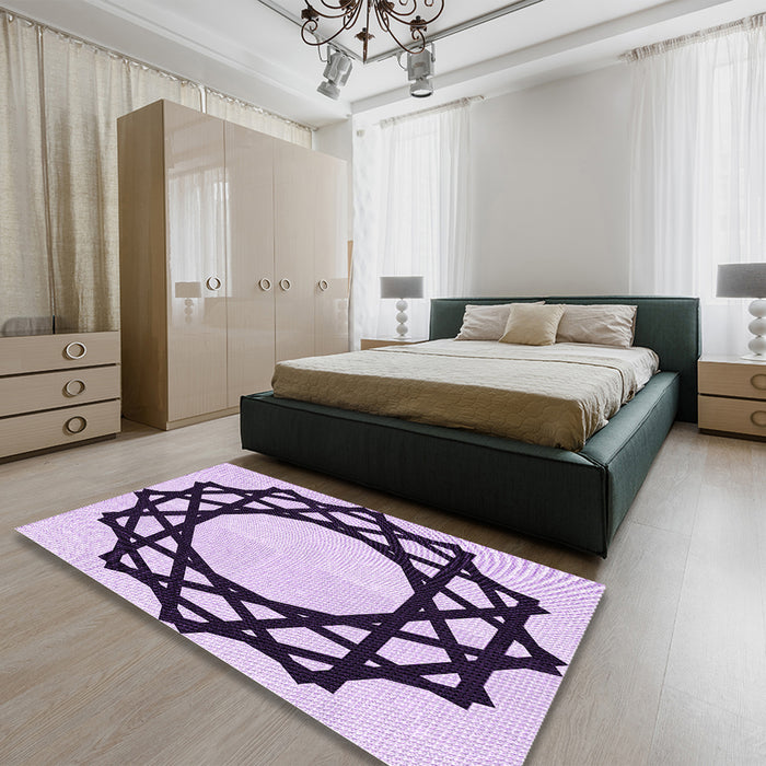 Round Machine Washable Transitional Purple Rug in a Office, wshpat2662pur