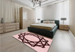 Patterned Brown Red Rug in a Bedroom, pat2662rd