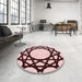 Round Patterned Brown Red Rug in a Office, pat2662rd