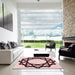 Square Patterned Brown Red Rug in a Living Room, pat2662rd