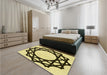 Round Machine Washable Transitional Mustard Yellow Rug in a Office, wshpat2662yw