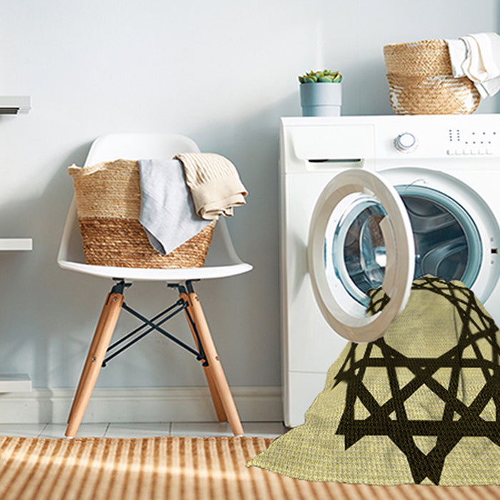 Machine Washable Transitional Mustard Yellow Rug in a Washing Machine, wshpat2662yw