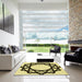 Square Patterned Mustard Yellow Rug in a Living Room, pat2662yw