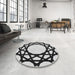 Round Machine Washable Transitional Light Black Rug in a Office, wshpat2662