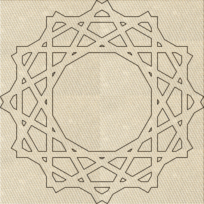 Round Patterned Moccasin Beige Rug, pat2663brn