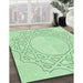 Machine Washable Transitional Mint Green Rug in a Family Room, wshpat2663grn