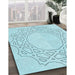 Machine Washable Transitional Electric Blue Rug in a Family Room, wshpat2663lblu