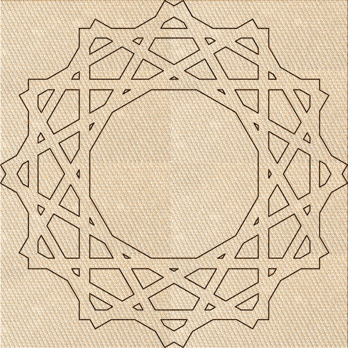 Round Patterned Moccasin Beige Rug, pat2663org