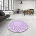 Round Patterned Bright Lilac Purple Rug in a Office, pat2663pur