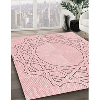 Patterned Light Coral Pink Rug, pat2663rd