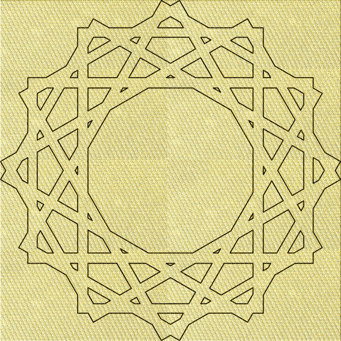 Round Patterned Yellow Rug, pat2663yw