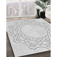 Patterned Gunmetal Gray Novelty Rug, pat2663