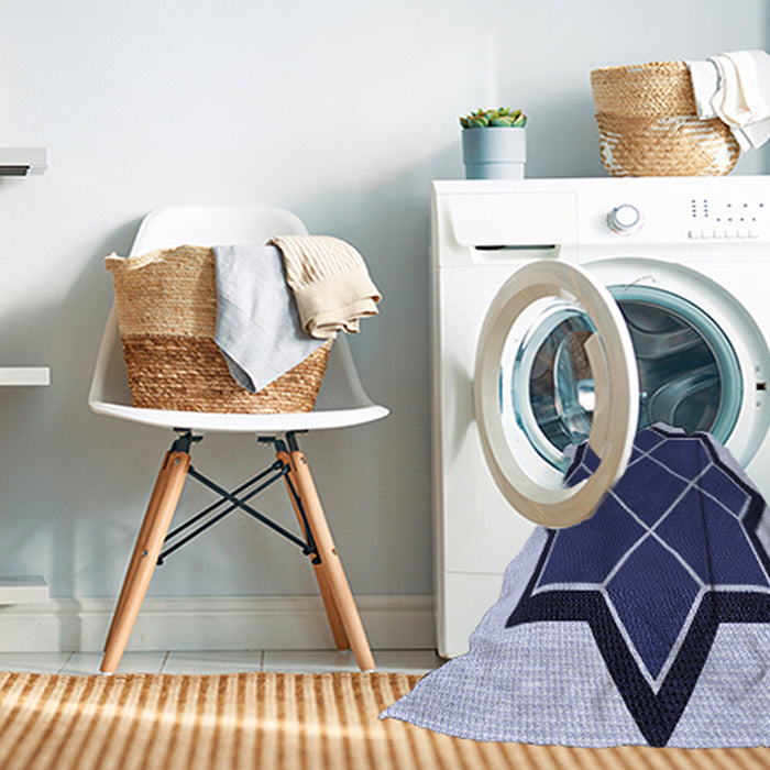Machine Washable Transitional Blue Rug in a Washing Machine, wshpat2664blu