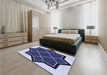 Patterned Blue Rug in a Bedroom, pat2664blu