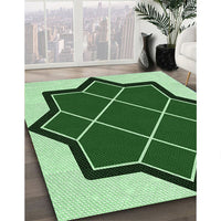 Patterned Deep Emerald Green Rug, pat2664grn