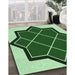 Patterned Deep Emerald Green Rug in Family Room, pat2664grn