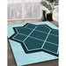 Patterned Medium Teal Green Rug in Family Room, pat2664lblu