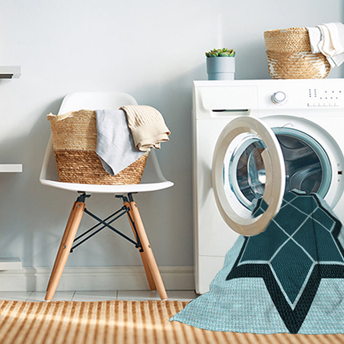 Machine Washable Transitional Medium Teal Green Rug in a Washing Machine, wshpat2664lblu
