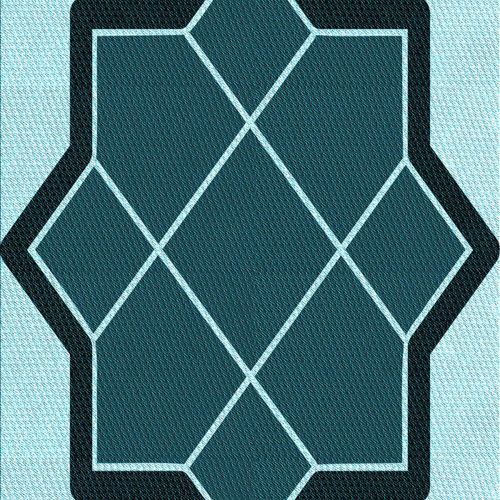 Patterned Medium Teal Green Rug, pat2664lblu