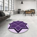 Round Patterned Purple Rug in a Office, pat2664pur