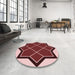 Round Patterned Pastel Pink Rug in a Office, pat2664rd