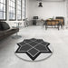 Round Patterned Charcoal Black Novelty Rug in a Office, pat2664