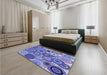 Patterned Denim Blue Rug in a Bedroom, pat2665blu