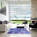 Square Patterned Denim Blue Rug in a Living Room, pat2665blu