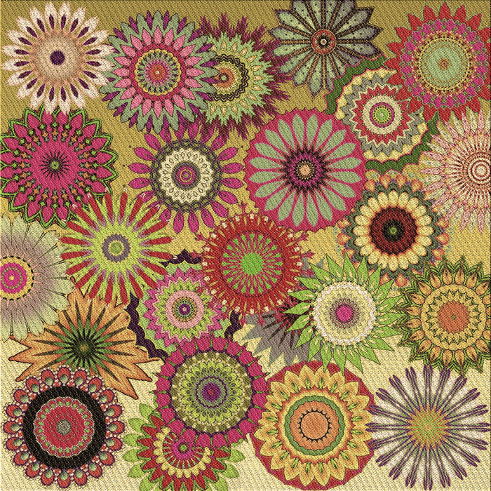 Round Patterned Metallic Gold Rug, pat2665brn