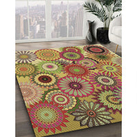 Patterned Metallic Gold Rug, pat2665brn