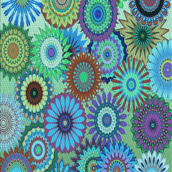 Patterned Turquoise Green Rug, pat2665lblu