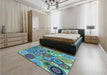 Round Machine Washable Transitional Turquoise Green Rug in a Office, wshpat2665lblu