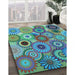 Machine Washable Transitional Turquoise Green Rug in a Family Room, wshpat2665lblu