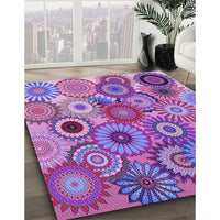 Patterned Dark Orchid Purple Rug, pat2665pur