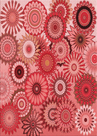 Machine Washable Transitional Red Rug, wshpat2665rd