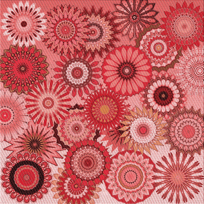 Round Patterned Red Rug, pat2665rd