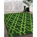 Patterned Dark Forest Green Rug in Family Room, pat2666grn